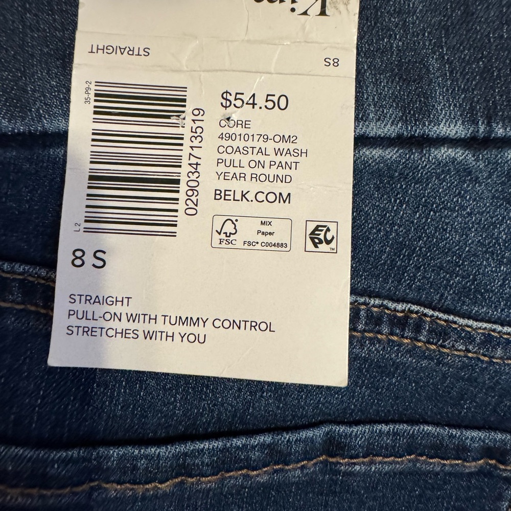 NWT RETAIL: $55 Kim Rogers Straight Leg Tummy Control Jeans   8SHORT        #I - Picture 9 of 10